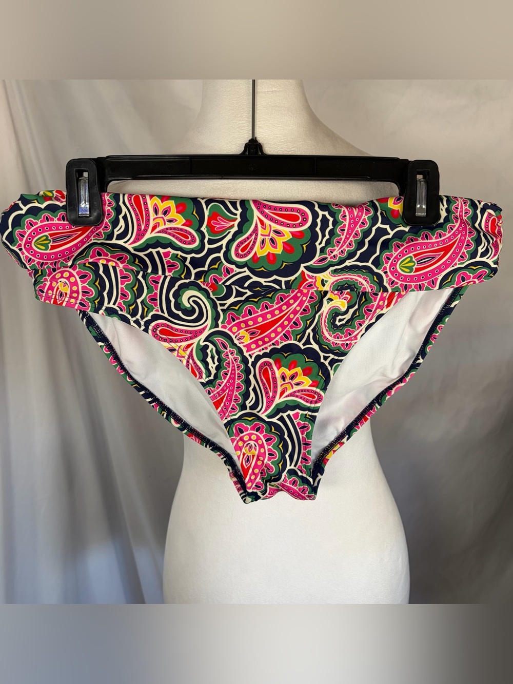 Boden Paisley Fold Over Bikini Bottoms in Fuchsia, Green & Navy Size 10